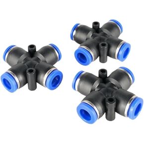 هوائي القصبة الهوائية موصل قابس سريع عبر أربعة اتجاهات البلاستيك PZA4/6/8/10/12 مكون 1 قطعة (PZA6) in Kuwait