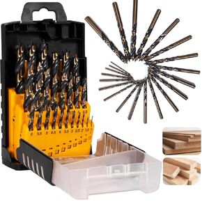 مجموعة رؤوس مثقاب براد بوينت 25 قطعة، رؤوس مثقاب خشبية HSS مطلية بالتيتانيوم للخشب الصلب والخشب اللين، 1-13 مم (خطوة 0.5 مم) مع حقيبة تخزين in Kuwait