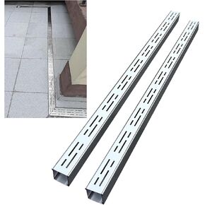 Stainless Steel Landscape Drainage Channels & Grating, 2-Pack 5x3cm Trench Drain for Rainwater Management, Narrow French Trough for Concrete Outdoor Use in Saudi Arabia
