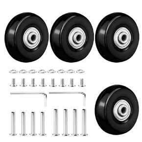 مجموعة استبدال عجلات الأمتعة مكونة من 4 قطع - عجلة بديلة لعجلات الحقيبة مقاس 50 مم × 18 مم للأمتعة، مجموعة أدوات إصلاح عجلات دوارة مطاطية سوداء لحقيبة السفر in Kuwait