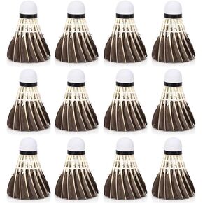 12 قطعة من كرات الريشة الصناعية باللون الأبيض/البني - كرات تنس الريشة الرياضية خفيفة الوزن للتدريب مع رأس إسفنجي للتدريب والطيران المستمر in Kuwait