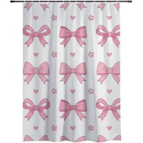 نسيج ستارة دش على شكل قلب زهري مع خطافات، ستارة دش جمالية صيفية مقاومة للماء، ستائر جمالية للعطلات من القماش قابلة للغسل للمشي في ديكور حمام لطيف 60 × 72 بوصة in Kuwait