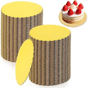 120 Pack 6 Inch Disposable Gold Cake Boards, Round Cake Circle Base Boards, Cake Plate Scalloped Bases Coated Cake Boards Circle Cake Trays for Cake Dessert Party Supplies in Kuwait