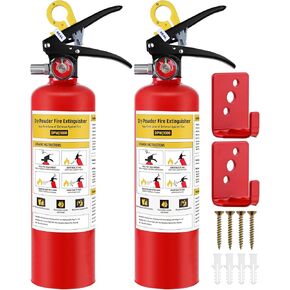 2 حزمة ABC طفاية حريق كيميائية جافة، 2.5 رطل 1-A:10-B:C طفاية حريق للمنزل والمكتب والقارب والشاحنة، مقبض سريع التحرير، مثالي لحريق الكهرباء والشحوم in Kuwait
