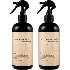 معطر هواء إير إسنشيالز 12 أونصة ورذاذ مزيل للرائحة - يحيد الروائح الكريهة من الدخان والحيوانات الأليفة والطعام والقمامة في المنازل والمكاتب والسيارات - مصنوع من الزيوت العطرية النظيفة (الأوكالبتوس والنعناع، ​​عبوتان) in Kuwait