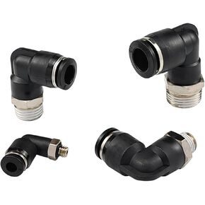 خرطوم هوائي أسود موصل سريع 90 درجة على شكل حرف L الكوع PL4-M5/6-01/8-02/10-03 1 قطعة (PL6-04 (أسود)) in Kuwait