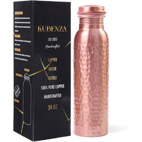 100% Pure Copper Water Bottle – Ayurvedic Copper Bottle for Drinking Water – 34 oz (1 Liter) – Handmade, Leak-Proof, BPA-Free, Eco-Friendly, Joint & Digestion Support, Yoga, Office & Daily Hydration in Saudi Arabia