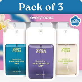 EVERYMOOD Hydrating Hand Sanitizer Spray Mist - Sweet Escape - 3 Pack - No-Rinse Formula - Refreshing & Non-Irritating Travel Size Hand Sanitizer Mist for Purse, Backpacks & Pockets, Gift for Women in Saudi Arabia