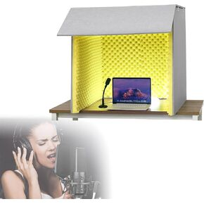 كشك تسجيل محمول، مكعب كشك عزل الميكروفون، غرفة كشك عزل الصوت، درع عزل الميكروفون، درع ممتص للصوت، كشك بسيط عازل للصوت، أصفر - 80 * 80 * 80 سم in Kuwait