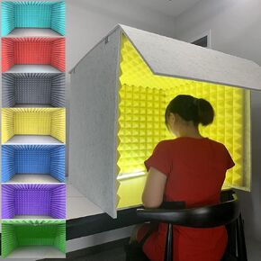 Portable Soundproof Recording Booths, Desktop Sound Enclosures, Portable Vocal Booths for Recording, Microphone Recording Equipment, Studio Isolation Booths, Podcasts,Yellow-80x80x80CM in Kuwait