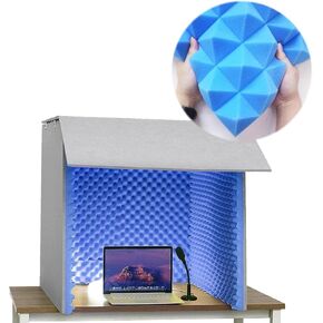 كشك تسجيل صوتي محمول قابل للطي، غطاء واسع عازل للصوت لسطح المكتب، بيئة تسجيل مثالية، لمنزل غرفة نوم استوديو الموسيقى، تقليل الضوضاء، كشك عزل بريفا، Grays-80x80x80cm in Kuwait