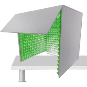 غطاء عازل للصوت لسطح المكتب، مكعب عزل الميكروفون، حجرة صوتية محمولة، حجرة عزل لغرفة نوم استوديو الموسيقى، تقليل الضوضاء، لاستوديو التسجيل، البودكاست، S، أخضر-80*80*80 سم in Kuwait