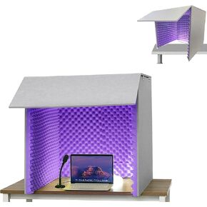 غطاء عازل للصوت لسطح المكتب، صندوق كشك صوت مصنوع ذاتيًا، كشك تسجيل محمول، صندوق كشك عزل الميكروفون، أحمر - 80 * 80 * 80 سم in Kuwait