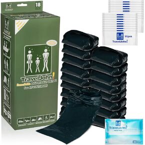 ترافل جون - عبوة من 18 مبولة للاستعمال مرة واحدة قابلة للإغلاق للمغامرين (TJ1C) in Kuwait