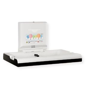 CP0016HCSB-I-ASTM BabyMedi Horizontal Surface-Mounted Modern Baby Changing Station with Ionizer, Black/Satin Finish; Liner Dispenser; Frontal Stainless Steel Chassis; Open/Close Mechanism in Saudi Arabia