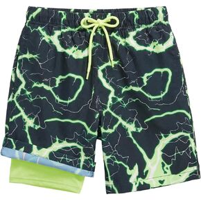 Haloumoning Boys Swim Trunks with Compression Liner Kids Summer Quick Dry Bathing Suit Beach Shorts 5-14 Years in Kuwait