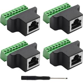 4 قطع محول طرفي برغي RJ45 أنثى إلى 8 سنون، موصل إيثرنت، لوحة اندلاع الشبكة لشبكة إيثرنت Cat7 Cat6 Cat5 مع مفك براغي in Kuwait