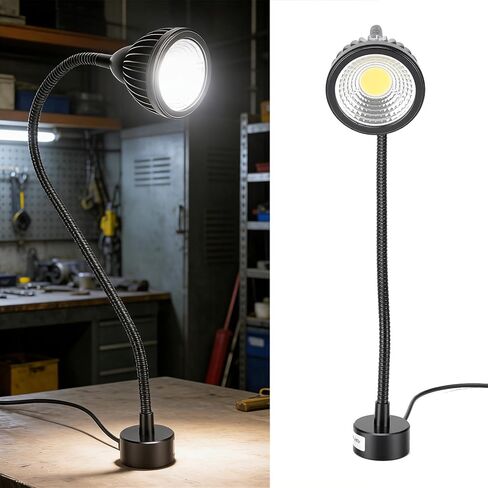 Fockety ضوء العمل المغناطيسي، 7W LED ضوء العمل مع معقوفة مرنة وقاعدة مغناطيسية، مصباح أداة آلة LED لورشة العمل، مخرطة CNC، مقعد العمل، آلة الخياطة (قابس الولايات المتحدة) in Saudi Arabia