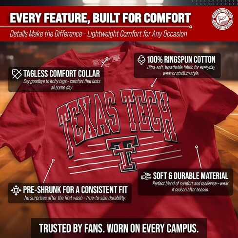 Campus Colors NCAA Adult Unisex Overtime Classics T-Shirt, Tag-Less Ringspun Cotton, Short Sleeve College Tees in Saudi Arabia