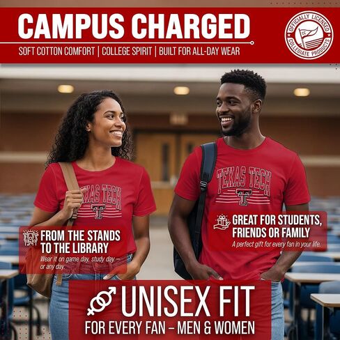 Campus Colors NCAA Adult Unisex Overtime Classics T-Shirt, Tag-Less Ringspun Cotton, Short Sleeve College Tees in Saudi Arabia