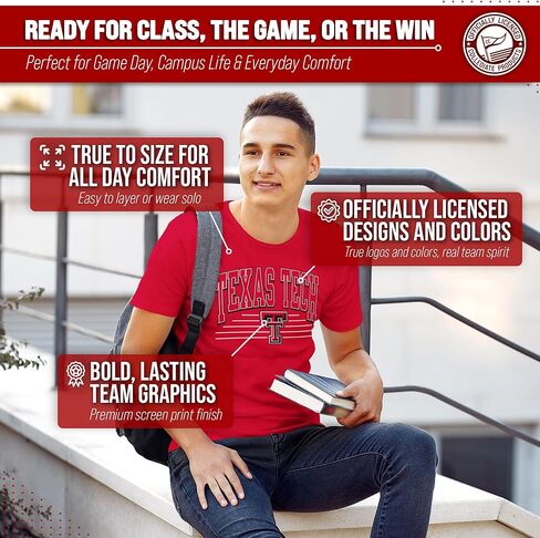 Campus Colors NCAA Adult Unisex Overtime Classics T-Shirt, Tag-Less Ringspun Cotton, Short Sleeve College Tees in Saudi Arabia