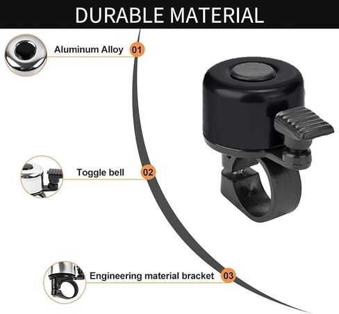 جرس دراجة مكون من قطعتين، جرس دراجة عالي الصوت للبالغين والأطفال، قرن دراجة صغير مقاوم للصدأ متوافق مع مقود الدراجة الجبلية MTB BMX سكوتر in Kuwait