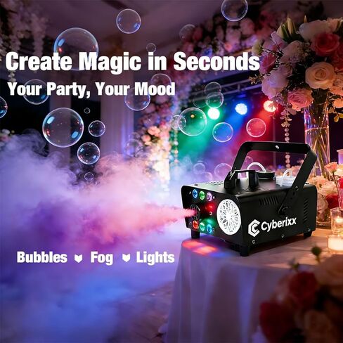 آلة ضباب الفقاعات LED 700 وات مع 6 أضواء RGB 2 في 1 تأثيرات متعددة الألوان بجهاز تحكم عن بعد لآلة دخان الفقاعات لحفلات الزفاف وعيد الميلاد in Saudi Arabia