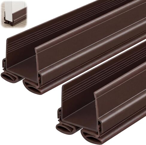 Yaocom 2 Strip Brown 32 Inch Vinyl U-Shape Door Bottom Seal, Slide on Weatherstrip Interior Door Bottom to Block Light and Reduce Noise Fits 32 x 1-3/8 Doors, Fills 1/2 1-1/2 Gaps in Saudi Arabia