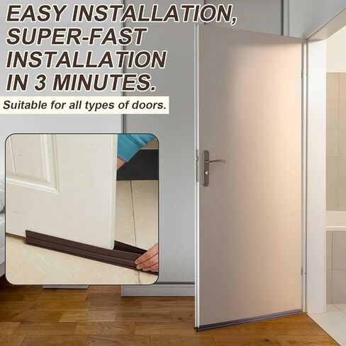 Yaocom 2 Strip Brown 32 Inch Vinyl U-Shape Door Bottom Seal, Slide on Weatherstrip Interior Door Bottom to Block Light and Reduce Noise Fits 32 x 1-3/8 Doors, Fills 1/2 1-1/2 Gaps in Saudi Arabia