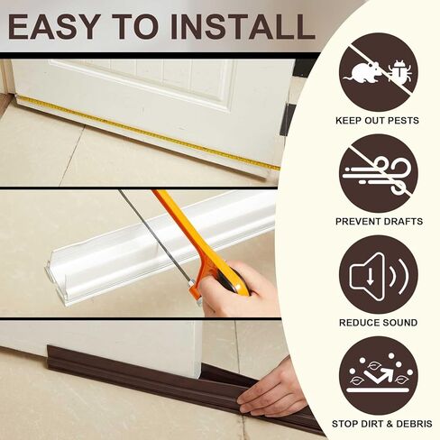 Yaocom 2 Strip Brown 32 Inch Vinyl U-Shape Door Bottom Seal, Slide on Weatherstrip Interior Door Bottom to Block Light and Reduce Noise Fits 32 x 1-3/8 Doors, Fills 1/2 1-1/2 Gaps in Saudi Arabia