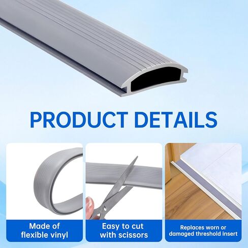 2 قطعة 36 بوصة إدراج استبدال الفينيل لعتبات الألومنيوم ارتفاع قابل للتعديل مع الأختام 1-5/16 × 3/8 إدراج استبدال الفينيل للجبهة تحت الباب الطقس تجريد الختم الخارجي in Kuwait