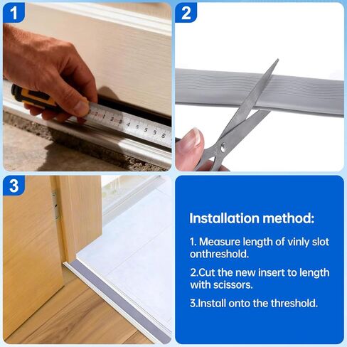 2 قطعة 36 بوصة إدراج استبدال الفينيل لعتبات الألومنيوم ارتفاع قابل للتعديل مع الأختام 1-5/16 × 3/8 إدراج استبدال الفينيل للجبهة تحت الباب الطقس تجريد الختم الخارجي in Kuwait