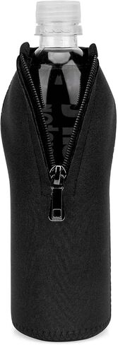 Linkidea Disposable Water Bottle Sleeve Compatible with Smartwater 16.9/20Fl Oz, Evian 16.9Fl Oz, Insulated Neoprene Plastic Bottled Water Cover with Lockable Zipper (1 Pack/Black) in Saudi Arabia