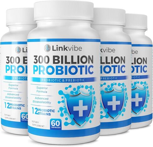 Probiotic 300 Billion CFU - 12 Strains with Organic Prebiotics for Digestive & Gut, Immune, Bloating Health - Probiotics for Women and Men - Daily Dairy Free, Shelf Stable - 60 Counts in Saudi Arabia