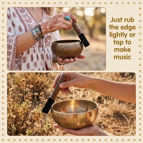 Tibetan Singing Bowl Mallet - Suedes & Leather Wrapped Wooden Strikers, Meditation Mallet Sound Bowl Stick Buddhas Musical Instruments for Meditation Bowls, Yoga, Sound Healing & Relaxation in Saudi Arabia