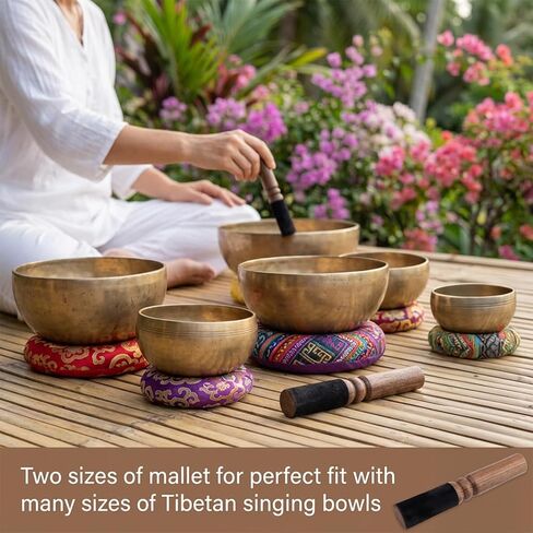 Tibetan Singing Bowl Mallet - Suedes & Leather Wrapped Wooden Strikers, Meditation Mallet Sound Bowl Stick Buddhas Musical Instruments for Meditation Bowls, Yoga, Sound Healing & Relaxation in Saudi Arabia