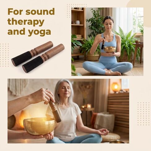 Tibetan Singing Bowl Mallet - Suedes & Leather Wrapped Wooden Strikers, Meditation Mallet Sound Bowl Stick Buddhas Musical Instruments for Meditation Bowls, Yoga, Sound Healing & Relaxation in Saudi Arabia