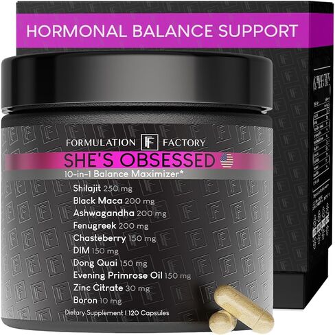 إنها مهووسة: Maximizer 10-in-1 Maximizer مع Shilajit ، Maca ، Ashwagandha ، Dim ، Dong Quai ، الزنك والمزيد من أجل Vitality & Balance-120 كبسولة شهرين in Kuwait