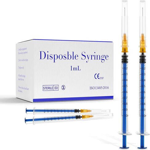 100 عبوة 1 مل من المحاقن بإبرة، 25 جم إبرة مختبر 1 بوصة للاستعمال مرة واحدة ومعبأة بشكل فردي، محاقن للمختبرات العلمية الصناعية، قياس السوائل وتوزيعها in Kuwait