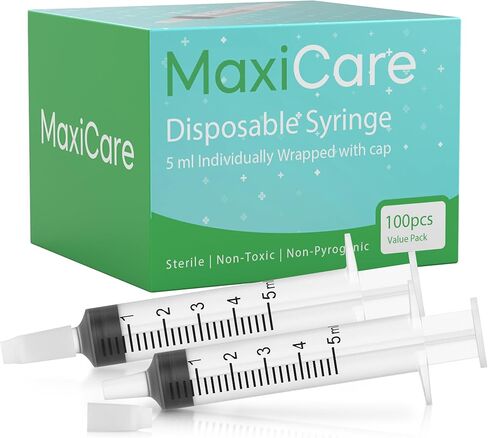 محاقن ماكسي كير بالفم بغطاء 10 مل - موزع سائل يمكن التخلص منه بدون إبرة | قطارة Luer ذات طرف منزلق ملفوفة بشكل فردي للأطفال الصغار والبالغين والحيوانات الأليفة (100 عبوة) in Kuwait