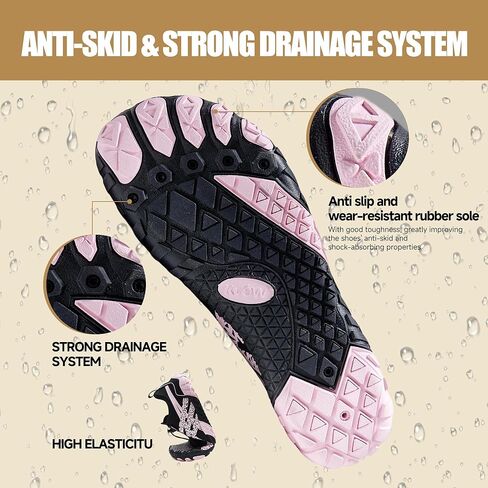 أحذية نسائية حافية القدم، أحذية مائية سريعة الجفاف وغير قابلة للانزلاق للنساء، صندوق عريض عند الأصابع خفيف الوزن للمشي لمسافات طويلة والماء والمشي واليوجا والشاطئ in Kuwait