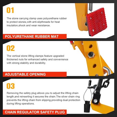 Generic 1323 Lbs Heavy Duty Stone Lifting Clamp Adjustable Range 13.8-31inch Heavy Duty Stone Carrying Clamps for Concrete Blocks Slate Sheets in Saudi Arabia