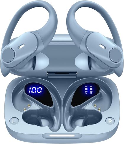 GOLREX 100H Playtime Headphones Wireless Bluetooth with Charging Case IP8 Waterproof Powerful Bass Over Ear Headphones with LED Display in Saudi Arabia