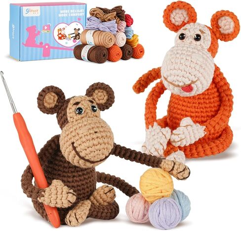 مجموعة Gipony Crochet للمبتدئين ، مجموعات الحيوانات الكروشيه ، مجموعة الكروشيه للمبتدئين مع دروس الفيديو خطوة بخطوة ، مجموعة الكروشيه المبتدئين للبالغين (Axolotl 1Pack) in Kuwait