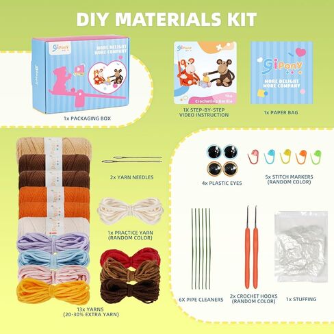 مجموعة Gipony Crochet للمبتدئين ، مجموعات الحيوانات الكروشيه ، مجموعة الكروشيه للمبتدئين مع دروس الفيديو خطوة بخطوة ، مجموعة الكروشيه المبتدئين للبالغين (Axolotl 1Pack) in Kuwait