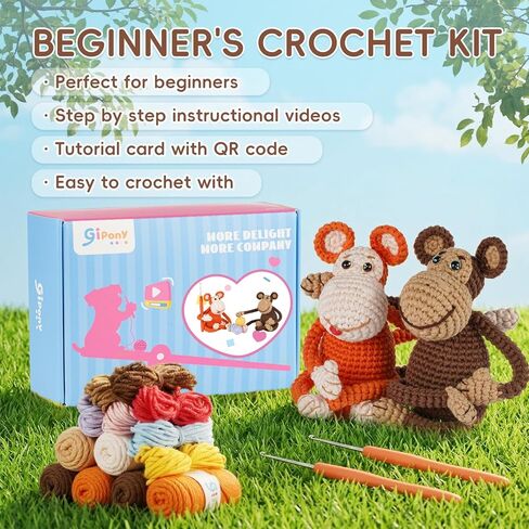 مجموعة Gipony Crochet للمبتدئين ، مجموعات الحيوانات الكروشيه ، مجموعة الكروشيه للمبتدئين مع دروس الفيديو خطوة بخطوة ، مجموعة الكروشيه المبتدئين للبالغين (Axolotl 1Pack) in Kuwait