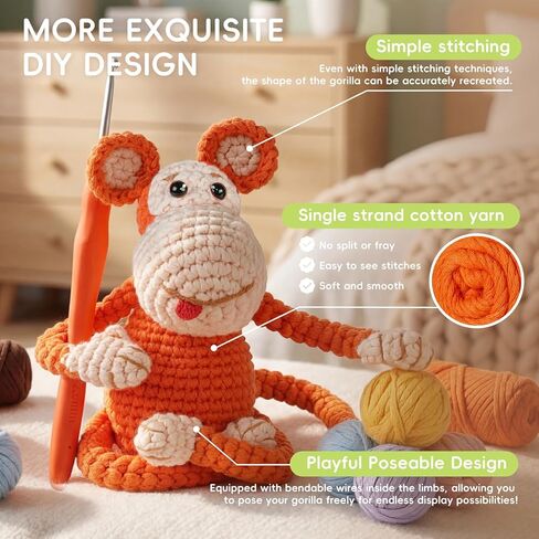 مجموعة Gipony Crochet للمبتدئين ، مجموعات الحيوانات الكروشيه ، مجموعة الكروشيه للمبتدئين مع دروس الفيديو خطوة بخطوة ، مجموعة الكروشيه المبتدئين للبالغين (Axolotl 1Pack) in Kuwait