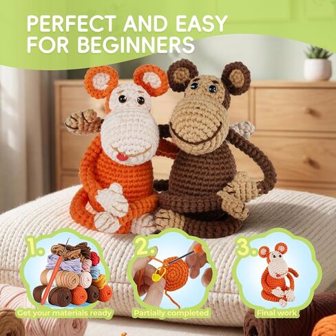 مجموعة Gipony Crochet للمبتدئين ، مجموعات الحيوانات الكروشيه ، مجموعة الكروشيه للمبتدئين مع دروس الفيديو خطوة بخطوة ، مجموعة الكروشيه المبتدئين للبالغين (Axolotl 1Pack) in Kuwait