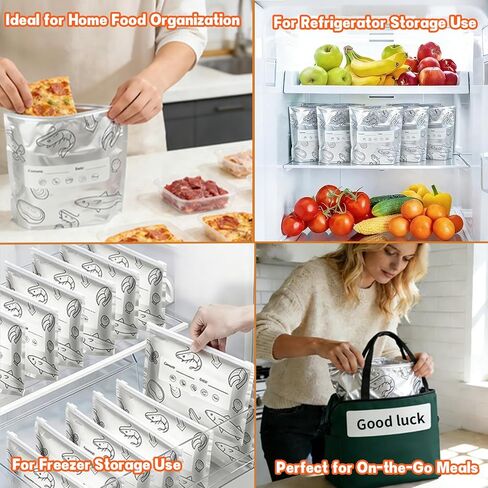 Reusable Aluminum Foil Sealable Storage Bags, 30Pcs Heavy-Duty Aluminum Foil Storage Sealing Bags for Food, Thick Durable Leakproof Stand-Up Freezer Bags for Meat, Fruit & Meal Prep(3 Sizes) | Heavy-Duty, Reusable in Saudi Arabia