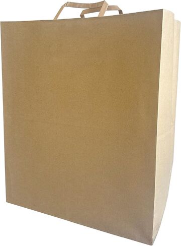 Model MIAMI – Pack of 100 Brown Kraft Takeout Paper Bags with Flat Handles – 13.375 x 7.875 x 15.75 Inches – Heavy-Duty & Perfect for Restaurants, Food Delivery, Retail & Catering in Kuwait